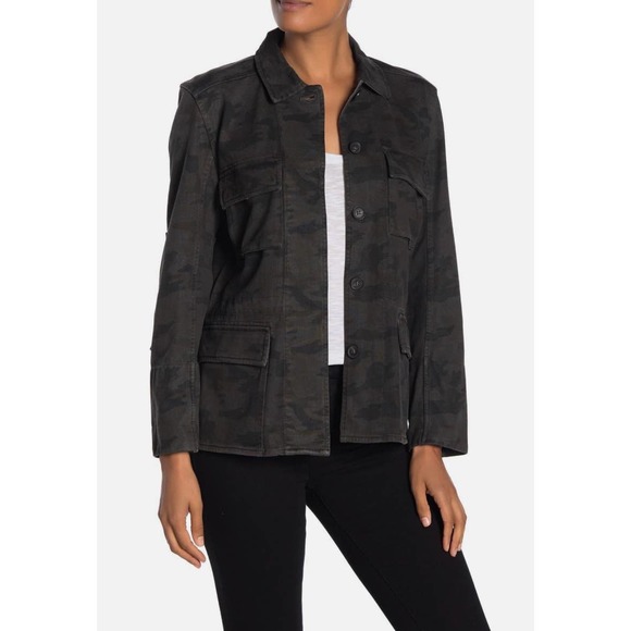 JAMES PERSE Camo Military Jacket Small 1 Olive Gray Cotton Adjustable Pockets - Picture 1 of 16